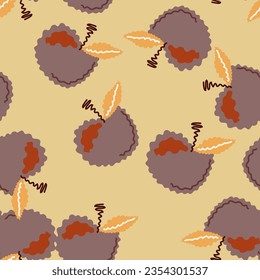 Abstract apple fruits seamless pattern. Fruit ornament. Design for fabric, textile print, surface, wrapping, cover, greeting card. Vintage vector illustration
