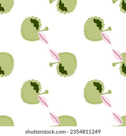 Abstract apple fruits seamless pattern. Fruit ornament. Design for fabric, textile print, surface, wrapping, cover, greeting card. Vintage vector illustration
