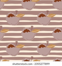 Abstract apple fruits seamless pattern. Fruit ornament. Design for fabric, textile print, surface, wrapping, cover, greeting card. Vintage vector illustration