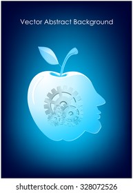 Abstract apple with gears on blue background