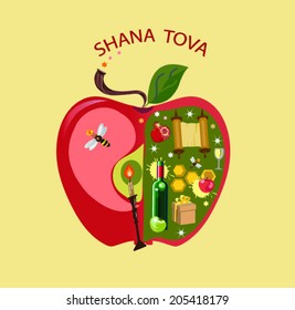 abstract apple for jewish holiday rosh hashana.