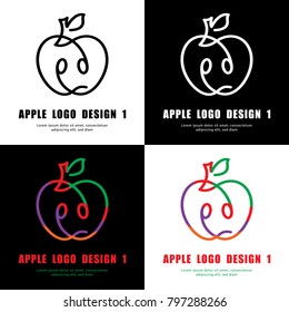 Abstract apple logo design, Decorative apple logo design, Design of fruit logo, Vector illustration, Colorful apple logo design