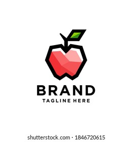 abstract apple logo vector icon design in mosaic geometric style 