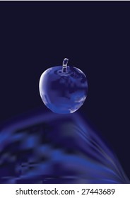 abstract apple with reflection in dark water