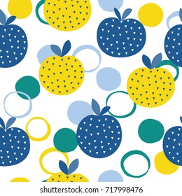 Abstract apple seamless pattern background. Childish handmade craft for design card, cafe menu, wallpaper, summer gift album, scrapbook, holiday wrapping paper, textile fabric, bag print, t shirt etc.