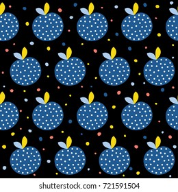 Abstract apple seamless pattern background. Childish handmade craft for design card, cafe menu, wallpaper, summer gift album, scrapbook, holiday wrapping paper, textile fabric, bag print, t shirt etc.