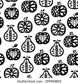 Abstract apple seamless pattern. Vector illustration.