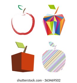 Abstract apple set. Vector Illustration