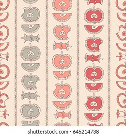 Abstract apples collection. Vector hand drawn food texture.