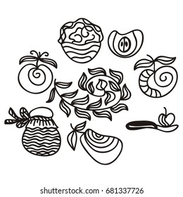 Abstract apples and jam. Vector illustration.