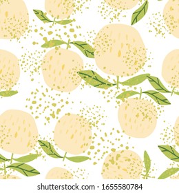 Abstract apples seamless pattern. Botanical print. Modern design for fabric, textile print, wrapping paper, children textile. Trendy vector illustration