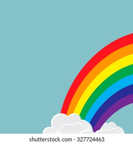 Abstract applique - paper rainbow. Stylized paper cutout clouds and rainbow. Vector illustration.