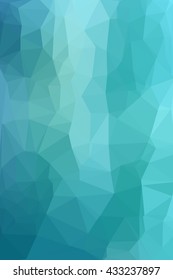 Abstract Aqua Blue Geometric Background Consisting Of Colored Triangles. Low Poly Pattern, Vertical Format.