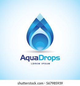 Abstract Aqua Drops Logo Sign Symbol Icon