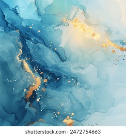 abstract aqua gold vector illustration in watercolor style