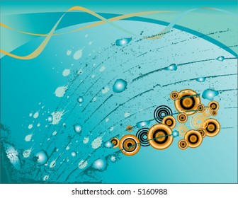 An abstract aqua grunge background with space for type