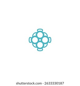 Abstract aqua ornament circular geometric design