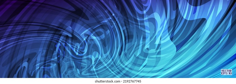 Abstract Aqua Purple and Blue Geometric Pattern with Waves. Striped Spiral Texture. Hypnotic Psychedelic Illusion. Vector. 3D Illustration