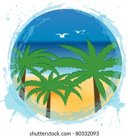Abstract aqua sphere with seaside representation