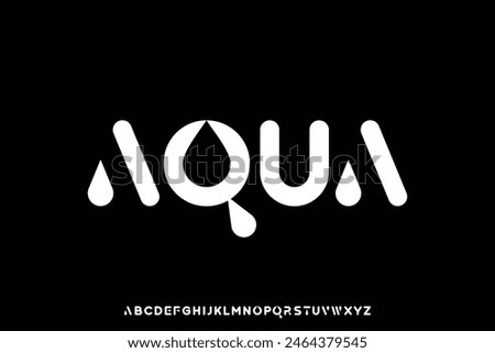 Abstract aqua style alphabet display font vector. Creative rounded typeface