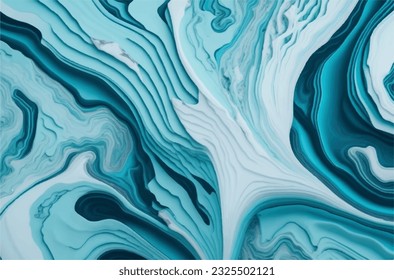 Abstract aquamarine marble wave texture in vector illustration. Cascading aquamarine marble