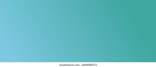 Abstract aquamarine to tosca gradient background, soft pastel teal flow with modern minimal design for UI, banner, digital art, branding, vibrant clear color composition. Vector illustration