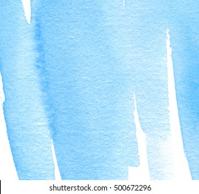 Abstract aquarelle cold color hand drawn paper texture background element for wallpaper, web. Striped watercolor blue white wet brush paint isolated strokes vector card for text design, print, blank