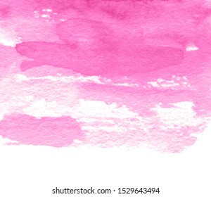 Abstract aquarelle liquid hand drawn wallpaper, card, design. Colorful pink color bright watercolor paper texture vector background. Grunge vivid illustration, print