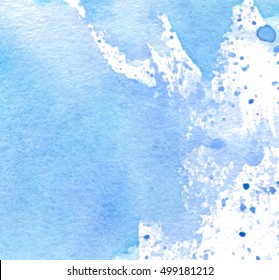 Abstract aquarelle water color brush wet paint vector element for card, wallpaper. Blue violet watercolor hand drawn splatter paper texture on white background for text design, web