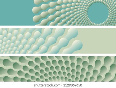 abstract aquatic banners with algae and coral like patterns in green shades
