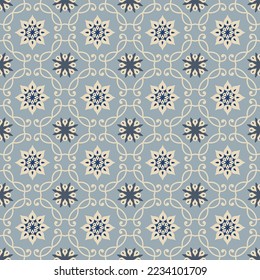 Abstract arabesque asian seamless pattern. Floral holiday ornamental texture. Artistic arabic background in orient geometric mosaic style