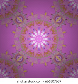 Abstract arabesque background for greeting card, presentation or wedding invitations. Traditional vector gothic damask background. Pink and orange seamless background flower ornament pattern.