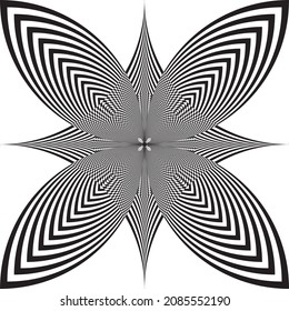 Abstract arabesque black butterfly flower project designer cut on transparent background