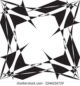 Abstract arabesque black squiwed ice points frame project designer cut on transparent background