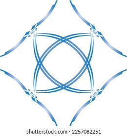 Resumen del diseño del marco del elemento de la valla de arabesca azul a blanco recortado en fondo transparente