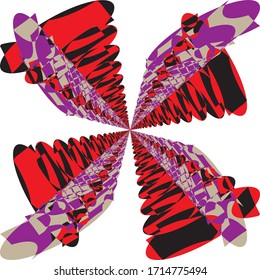 Abstract Arabesque Butterfly Multiple Colors Red Purple Beije Black Combined designer graphic cut