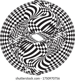 Abstract Arabesque Fountain Fan Distort Perspective Negative Space Design black on transparent background