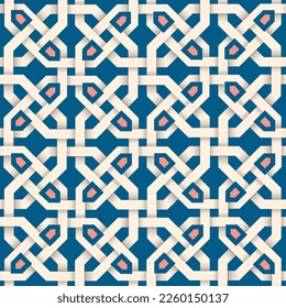 Abstract  arabesque line seamless pattern in celtic style. Stylish ornamental backdrop with intertwining lines. Good for interior decoration in ethnic style