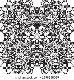 Abstract Arabesque pointilistic shield like developement project Design black on transparent seamless plaid background