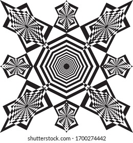 Abstract Arabesque pointilistic shield table developement project Design black  