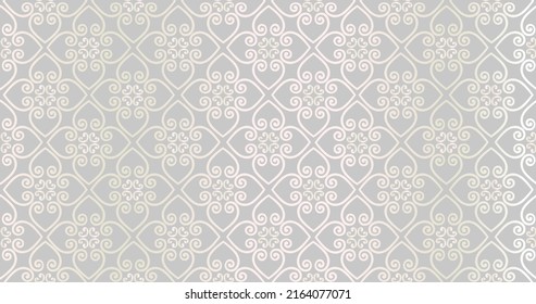 Abstract arabesque seamless pattern. Linear floral ornamental texture.  Artistic geometric line backdrop in arab orient style