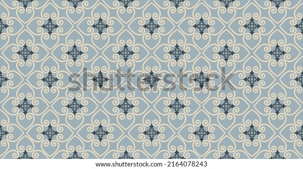 Abstract arabesque seamless pattern. Linear floral\
ornamental texture.  Artistic geometric line backdrop in arab\
orient style