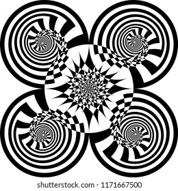 Abstract Arabesque Snail Multiple Perspective black on transparent background