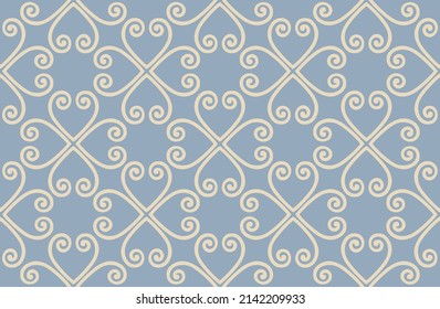 Abstract arabesque swirl line seamless pattern. Arab ornament. Abstract ornamental floral asian texture. Artistic diagonal flourish tile damask background