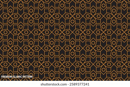 Abstract Arabian Islamic Geometric Pattern with Gold and White of Turkish Mosque Window. Islamic pattern vector design background in Golden Color. Premium Islamic Pattern Design.