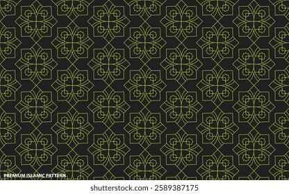 Abstract Arabian Islamic Geometric Pattern with Gold and White of Turkish Mosque Window. Islamic pattern vector design background in Golden Color. Premium Islamic Pattern Design.