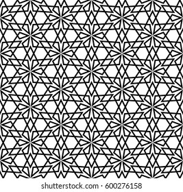 Abstract Arabian style. Seamless vector background. Black and white pattern. Graphic modern pattern.
