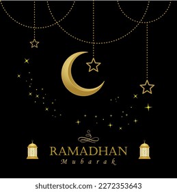 abstract, arabic, background, card, celebration, crescent, culture, decoration, design, eid, eid al adha, eid al fitr, elegant, element, fasting, festival, frame, gold, golden crescent and star, golde