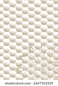 Mandala de caligrafía árabe Abstractas con fondo hexagonal en tonos beige