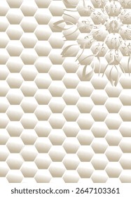 Abstract Arabic Calligraphy Mandala with Hexagonal Background in Beige Tones